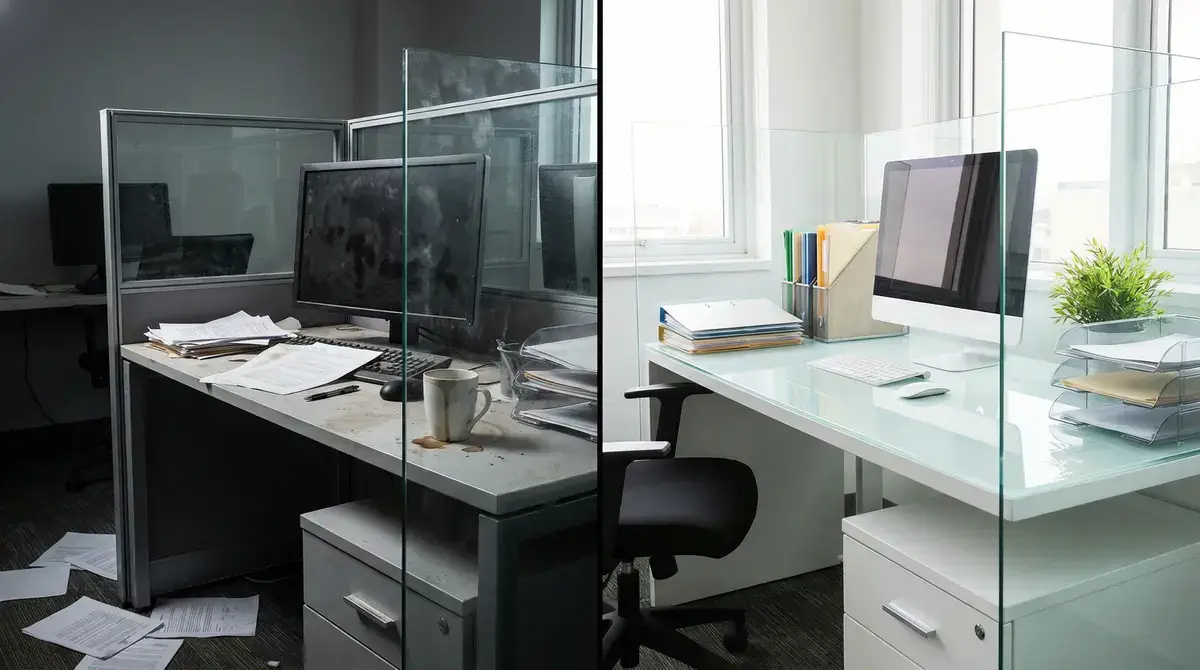 ניקיון משרדים בפתח תקווה - לפני ואחרי | חברת ניקיון מקצועית