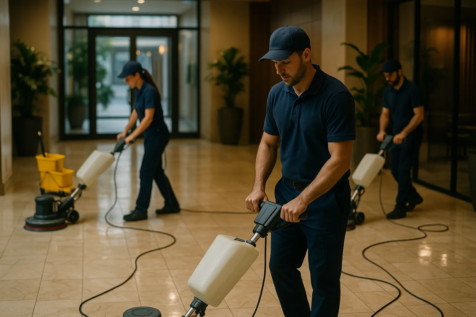 ניקיון בניינים - לובי מבנה מגורים נקי ומטופח