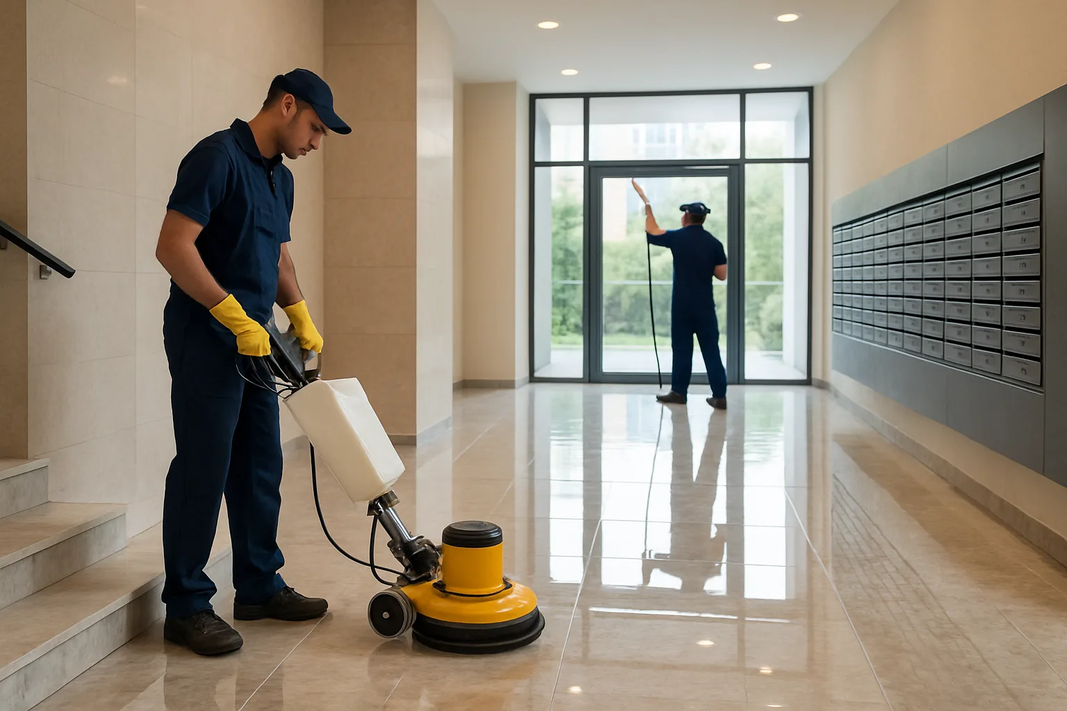 ניקיון בניינים - צוות מקצועי מנקה לובי ומדרגות
